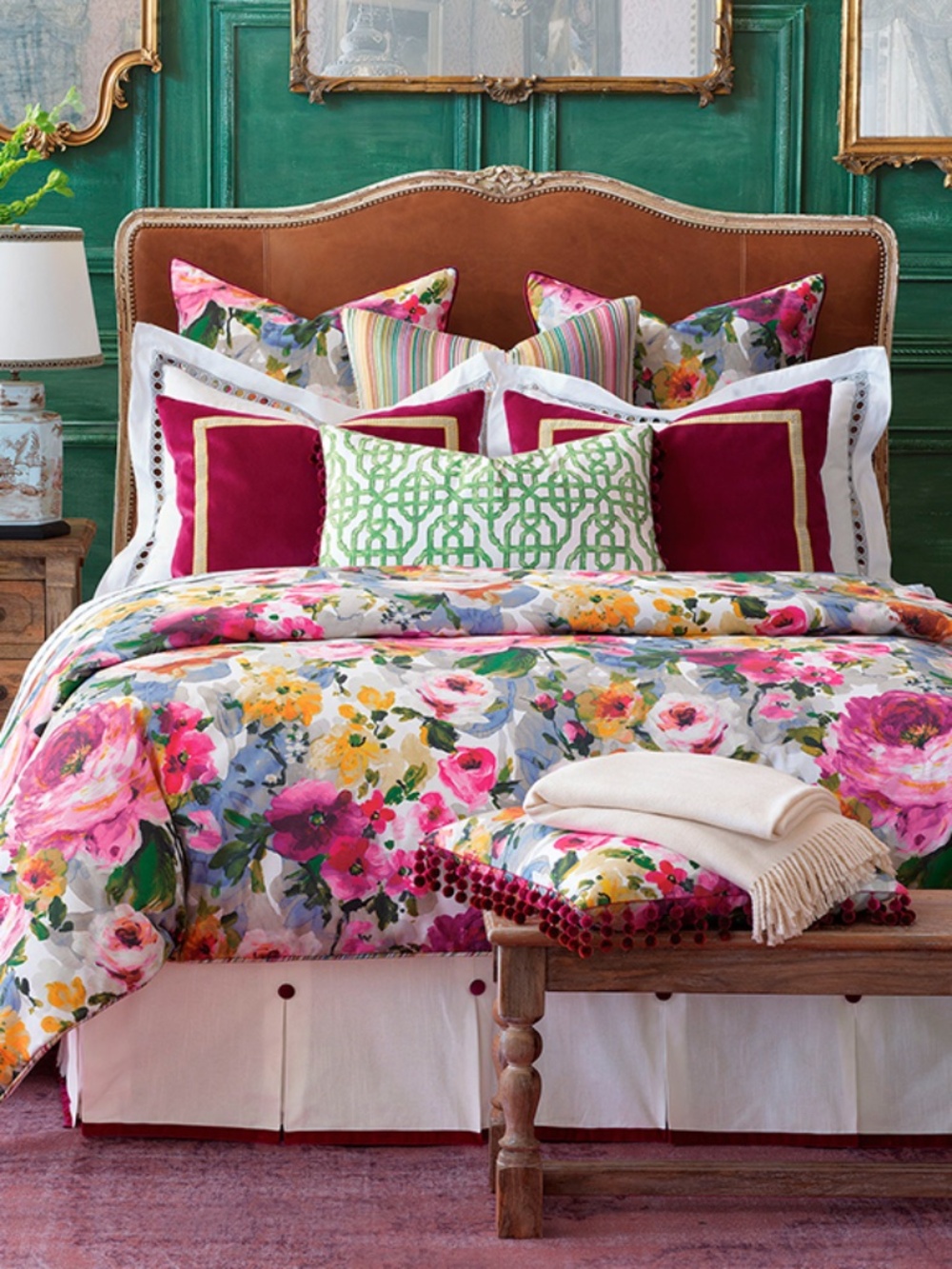 Eastern Accents Luxury Tresco Collection Full Comforter Floral 100% Cotton